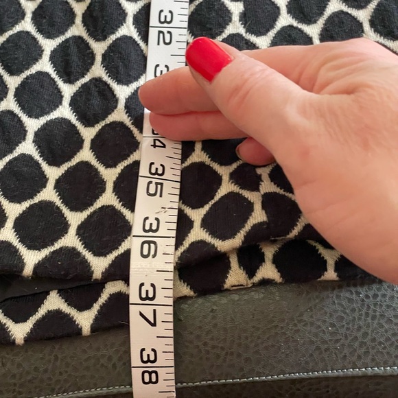 DM New York Black Cream Coat Cotton Knit Button Down Collared size large dotted - Picture 6 of 12